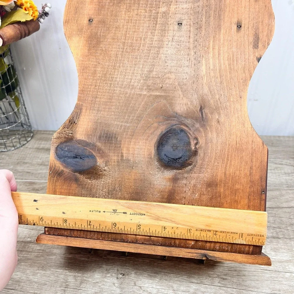 Vintage Wood Spoon Rack - 12 Spoon Display with Pocket‎ Shelf